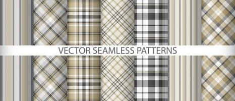 Set fabric plaid background. Vector tartan seamless. Texture pattern textile check.