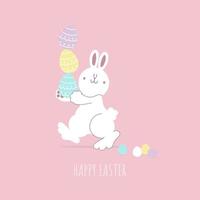 happy easter festival with animal pet bunny rabbit and egg, pastel color, flat vector illustration cartoon character