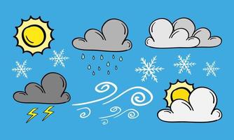 hand drawn weather illustration in doodle style vector