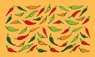 set of hand drawn chilli pepper illustration vector