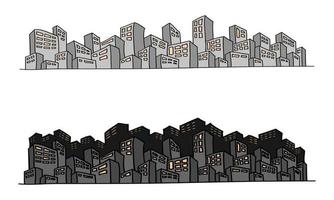 hand drawn cityscape illustration in doodle style vector