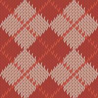 background seamless pattern texture of red with beige square wool knitwear vector