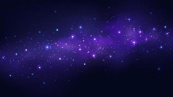 Abstract blue night space cosmos background with nebula and shining star vector