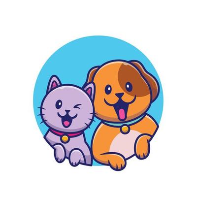 Free dog and cat - Vector Art Free dog and cat - Vector Art