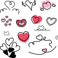 Hand drawn hearts set vector