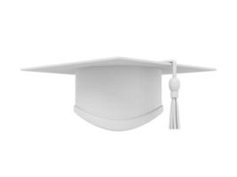 Graduate cap. Mortar board for a student at a university, school, college. 3D rendering. Realistic white icon on white background photo