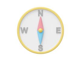 Simple pastel compass, navigation, direction finding. 3D rendering. Icon on white background. photo