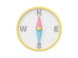 Simple pastel compass, navigation, direction finding. 3D rendering. Icon on white background. photo