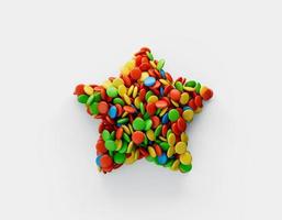 caramelo de color dulce en forma de estrella ilustración 3d foto