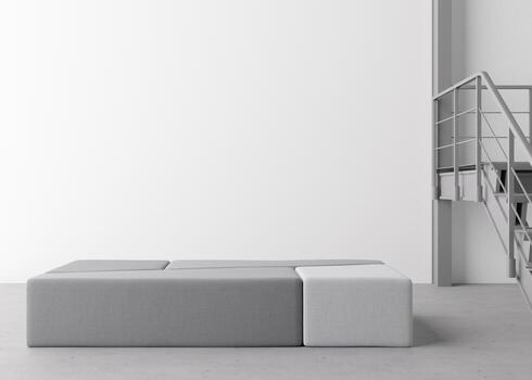 pared blanca vacía en la galería de arte moderno. maqueta interior en estilo minimalista. gratis, copie el espacio para su obra de arte, imagen, texto u otro diseño. espacio expositivo vacío. representación 3d foto