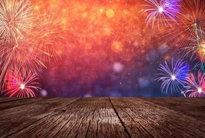 Celebration Table With Fireworks colorful celebration background photo