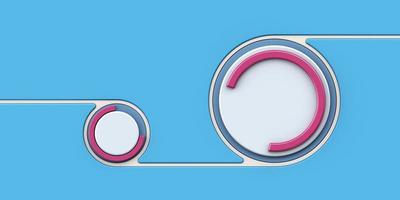 forma de círculo de plástico blanco sobre fondo azul. marco de forma redonda. estilo minimalista, borde de capa de corte de papel foto