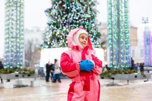 Christmas tree set at Sofievskaya square during holding Christmas market. January 2, 2019, Kiev, Ukraine photo