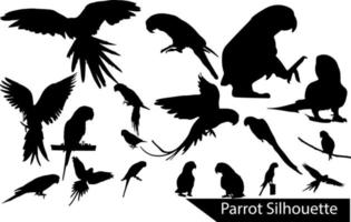 Parrot silhouette set vector
