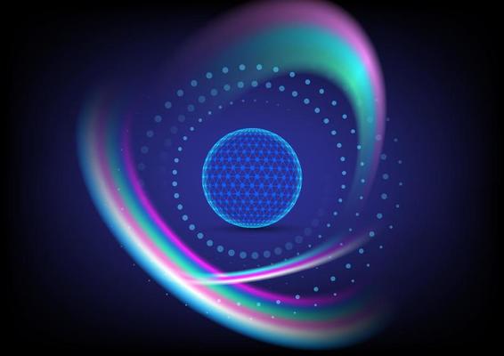 Abstract sphere design and gradient ring technology  background.