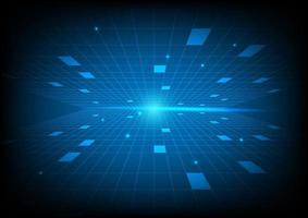 Abstract geometric perspective grid and light technology background. vector