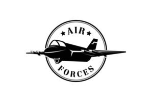 Vintage Retro Fighter Jet Plane for War Defense Army Soldier Military Forces Transportation Logo vector