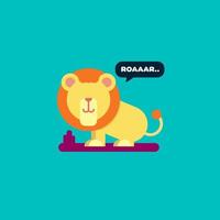 Cute lion in childish style. Vector Illustration. Can be used for fabric and textile, wallpapers, backgrounds, home decor, posters, cards.