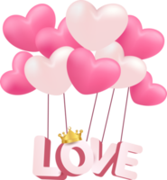 ilustración de san valentín de globos rosas png