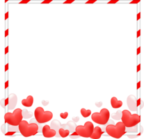 Valentine Hearts with Square Red White Frame png