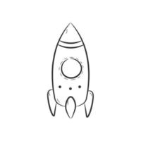 cute rocket doodle vector