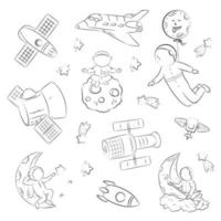 space illustrations in the doodle style vector