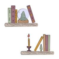 new year's bookshelf vector