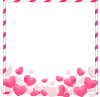 corações dos namorados com moldura quadrada rosa branca png