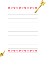 Paper Note with Hearts and Gold Arrow png