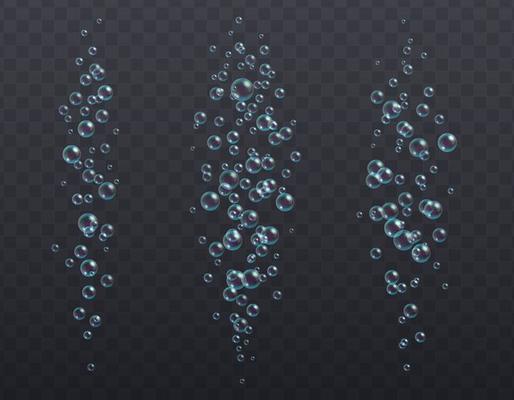 Underwater fizzing bubbles texture isolated on transparent background.