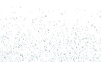 burbujas burbujeantes bajo el agua, refrescos o bebidas carbonatadas con champán, agua con gas aislada en fondo blanco. vector
