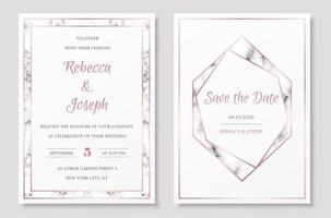 Wedding invitation collection with save the date card vector templates.