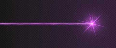 Purple laser beam light effect isolated on transparent background vector