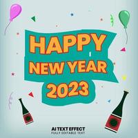 Happy new year 2023 text effect vector