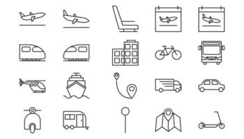 Transportation line icon set. Vector illustration. EPS 10.