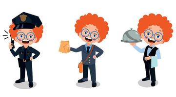 Cartoon Characters Of Different Professions vector