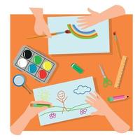 Set of different types handmade crafts. Painting, origami, candles making vector