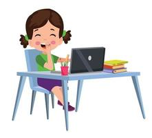 Vector Illustration Of Kids With Computer