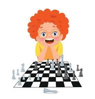 Cartoon Character Playing Chess Game vector