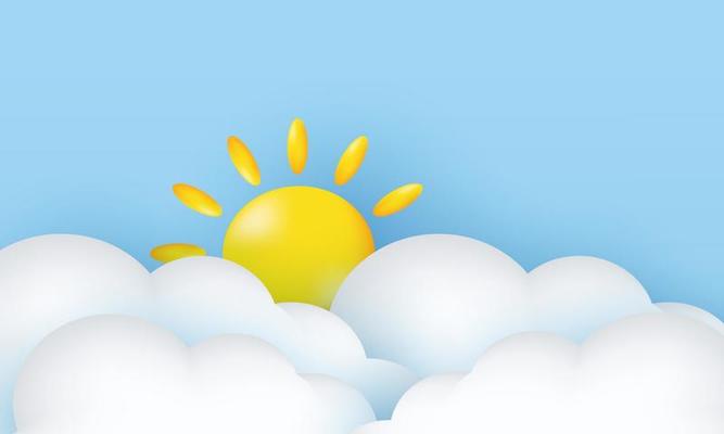 illustration simple sun sky clouds beautiful stylish isolated blue on background