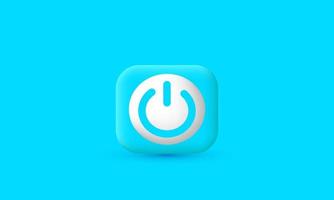 illustration abstract icon 3d realistic blue power button isolated on background vector