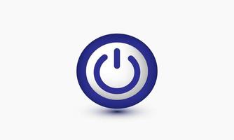 illustration icon 3d realistic blue power button isolated on background vector