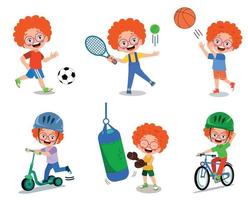 funy kid doing different activities vector