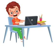 Vector Illustration Of Kids With Computer