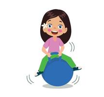 Kids Bouncing On Hopper Ball vector