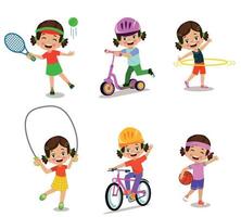 funy kid doing different activities vector