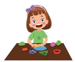 little kid play with toy clay plasticine vector