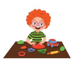 little kid play with toy clay plasticine vector