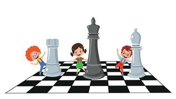 Cartoon Character Playing Chess Game vector