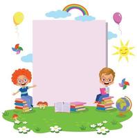 Children working and reading book in the park vector